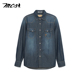 源自万宝路双袋牛仔长袖 衬衫 纯棉经典 MCS男装 款 百搭休闲上衣外套