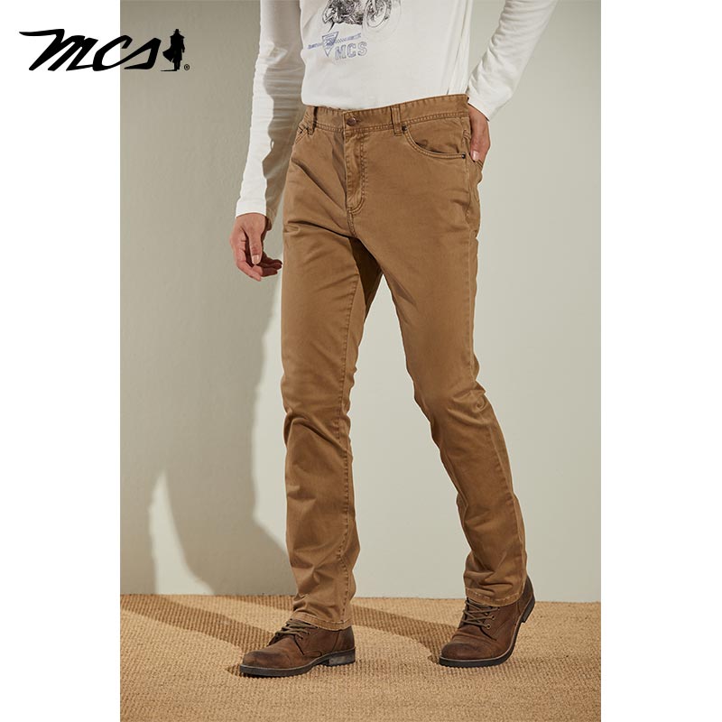 MCS男装源自万宝路美式商务高级感休闲裤男士纯色窄脚长裤