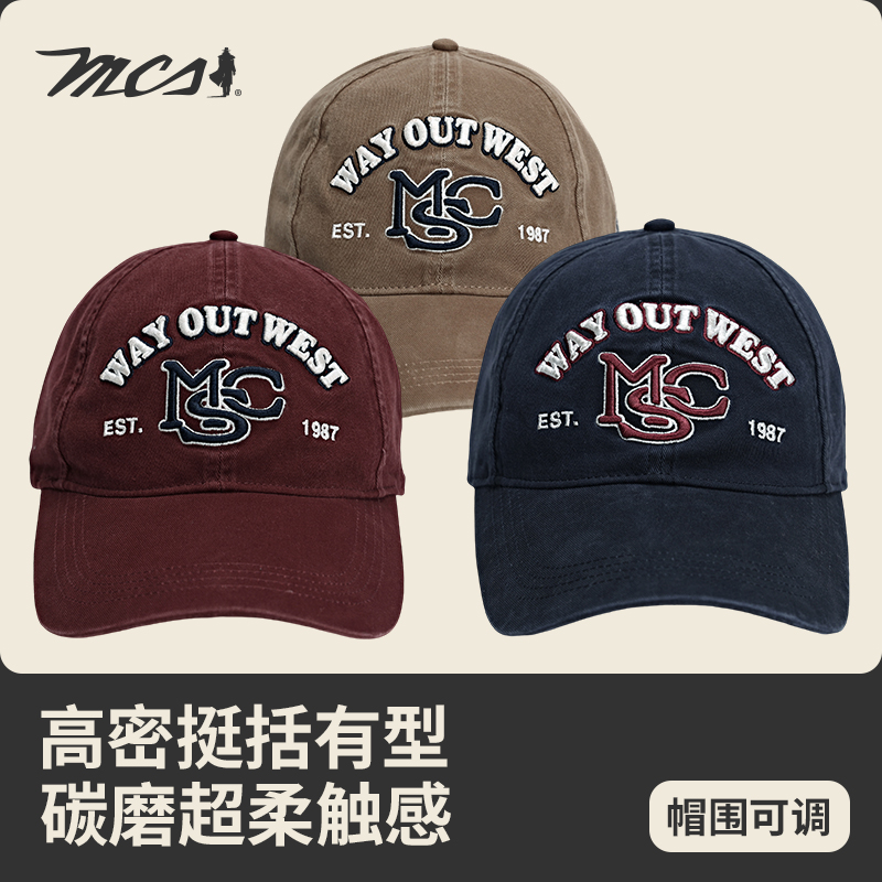 MCS美式复古字母刺绣棒球帽鸭舌