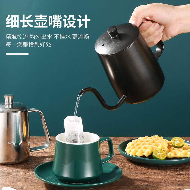 304不锈钢挂耳手冲壶特氟龙细嘴壶家用咖啡壶可插温度计手冲壶