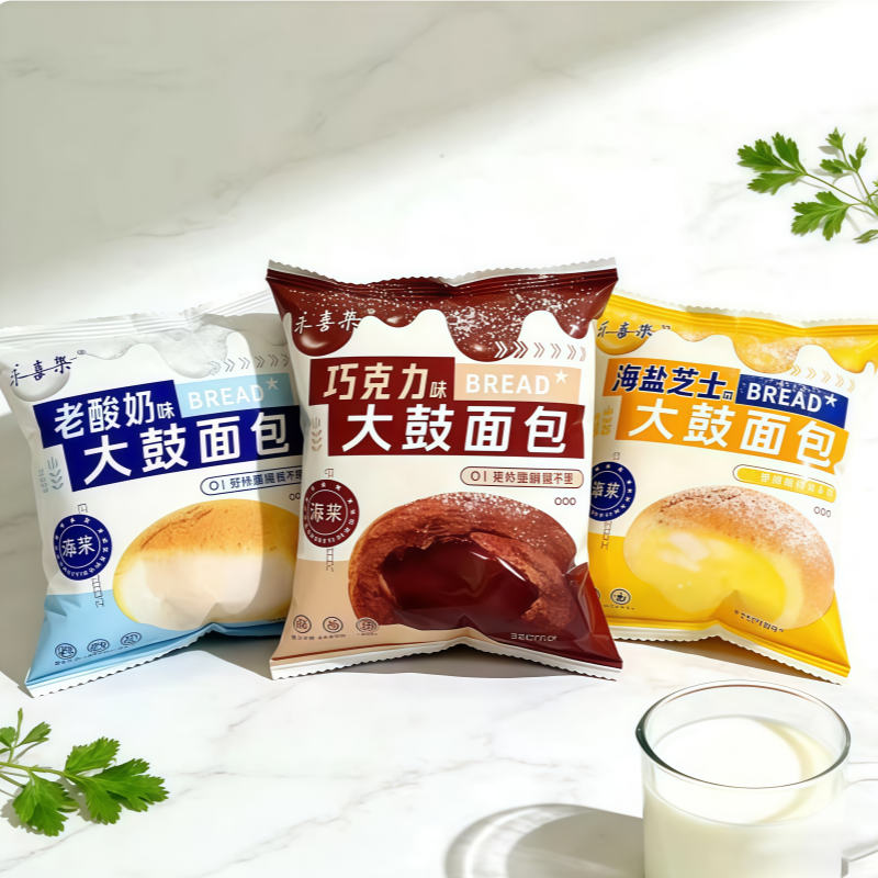 永喜乐大鼓面包老酸奶巧克力芝士海盐大鼓面包夹心早餐独立包装