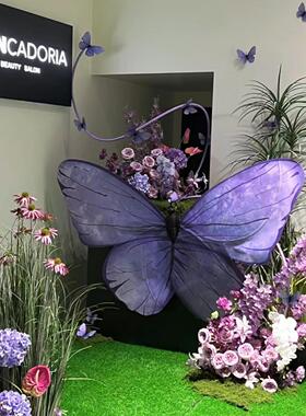 春季美陈装饰紫色蝴蝶景观装置橱窗摆件婚礼布置商场酒店蝴蝶直销