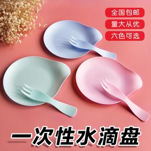 生日蛋糕刀叉套装刀叉盘一次性高档蛋糕餐具水滴形塑料蝶子纸盒子