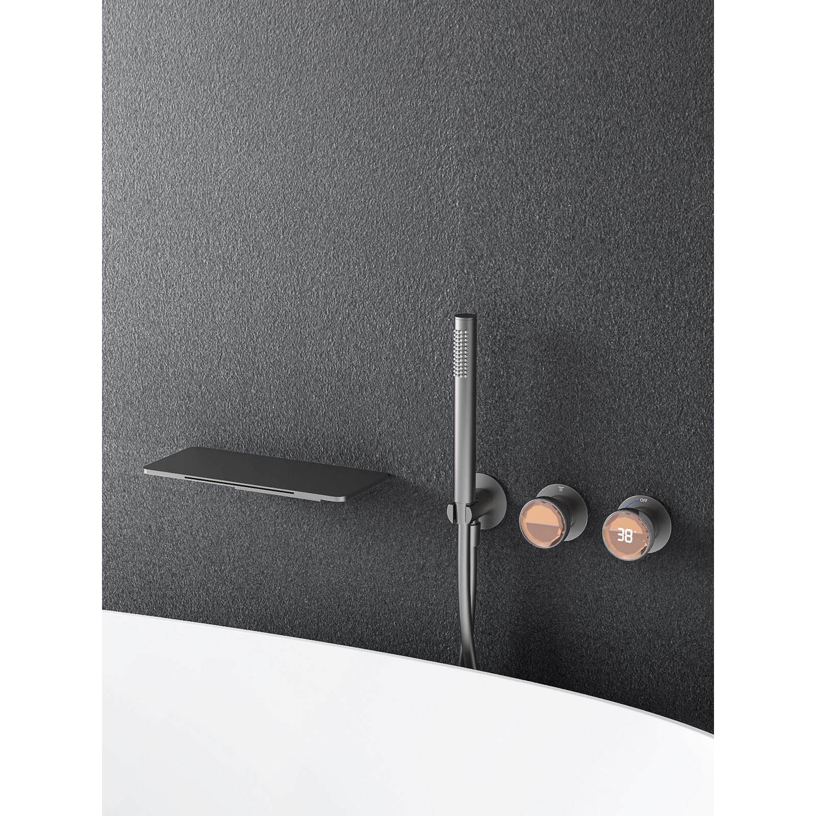 德国Delanst隐藏式淋浴套雨棚隐藏嵌入式墙数字显示刷金