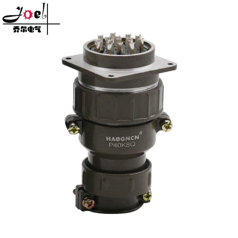 圆形连接器P40 3芯9芯14芯16芯航空插头插座接插件对接式开孔40MM