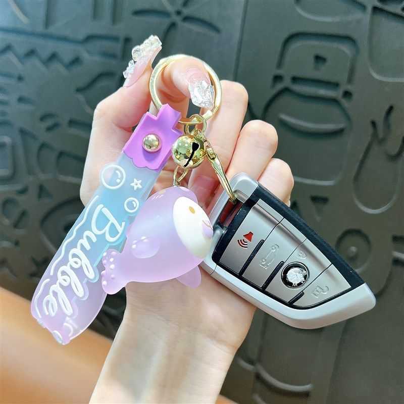 创意带灯海豚钥匙扣情侣可爱发光鲸鱼挂饰包包配饰汽车钥匙链礼品