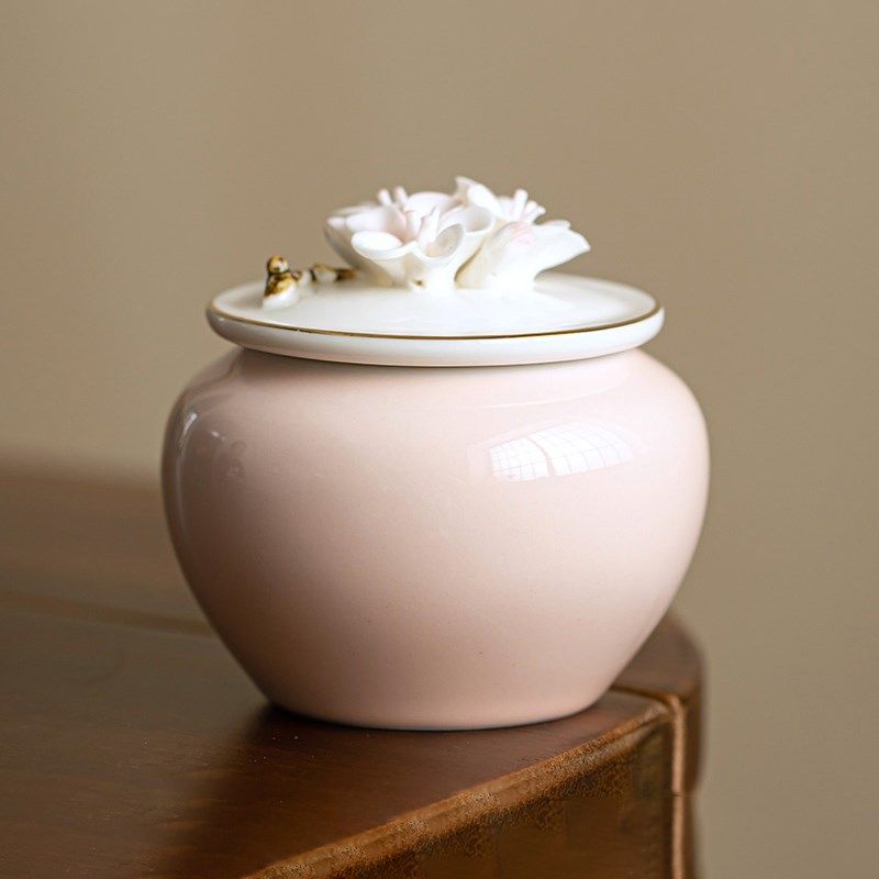手工捏花宠物骨灰罐 国风小号陶瓷密封盒 猫狗离世毛发纪念便携坛,商业/办公家具,骨灰盒,淘宝优惠券,粉丝福利购,淘宝优惠卷