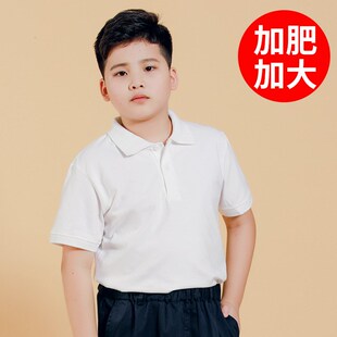 儿童装夏天2023新款胖童加肥加大白色polo衫女童男童纯棉长袖T恤8