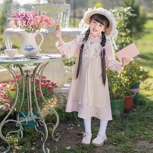 西子问汉服女童春装2025新款国风连衣裙儿童新中式公主裙套装枝意