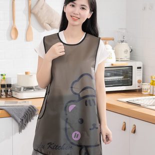 网红洋气透明工作服女餐饮专用围腰 围裙家用厨房防水防油2023新款