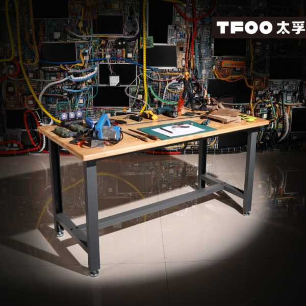 太孚 工业风带脚踏实木台面模型工具台 车间流水线操作组装工作台