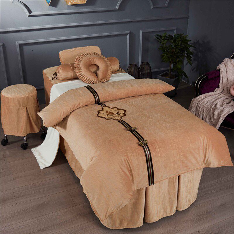 诗娜朵美容床罩四件套纹绣按摩床套美容四件套新款床罩中国风定做