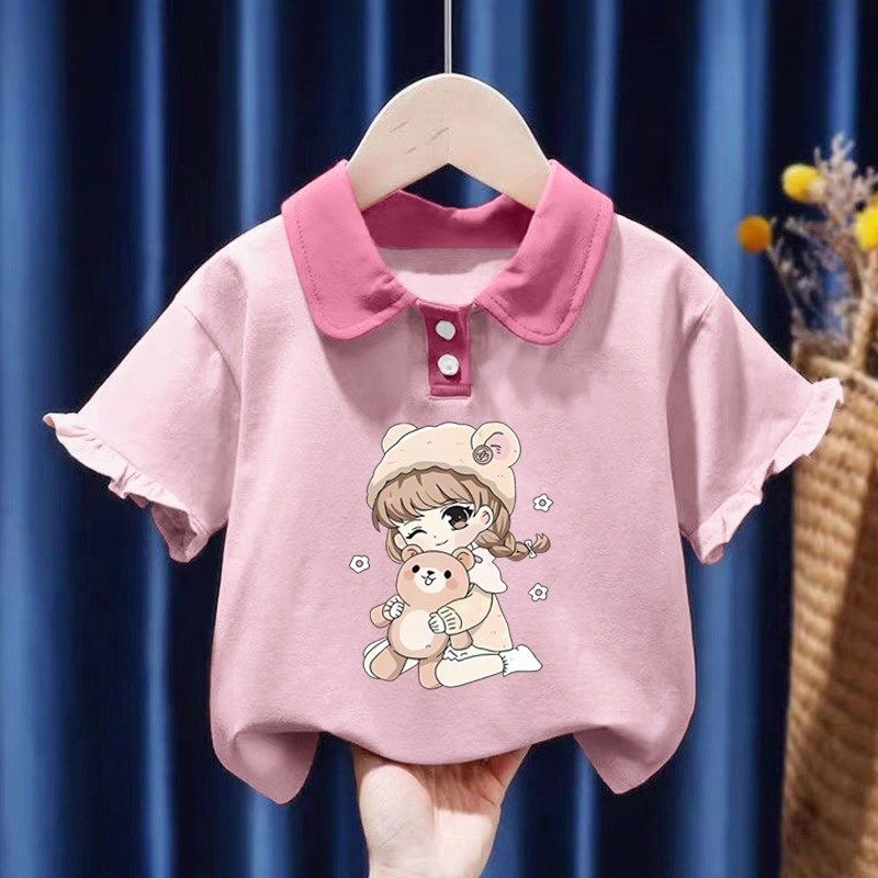 纯棉女童POLO衫2025夏季小孩儿童宝宝卡通公主风短袖T恤翻领上衣,童装/婴儿装/亲子装,儿童POLO衫,淘宝优惠券,粉丝福利购,淘宝优惠卷