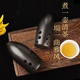 踏古陶埙十孔演奏黑陶埙双腔笔筒专业古埙乐器初学者自学民族乐器
