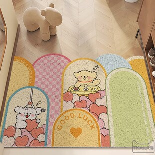 可爱小狗入户门丝圈门垫玄关pvc门口地垫门内家用可裁剪进门地毯