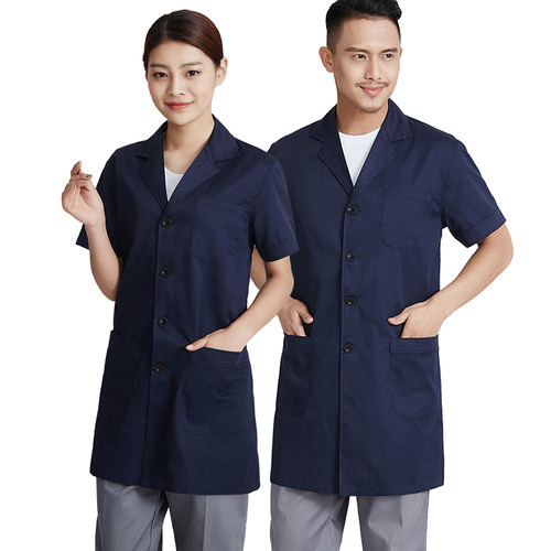 PUSSEN新款夏季短袖工作服大褂外套上衣工厂超市库房搬运防尘罩衣