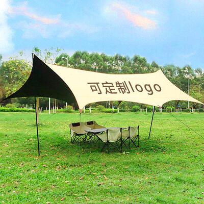 户外休闲防晒六角天幕银胶野炊露营帐篷多人野营装备黑胶天幕