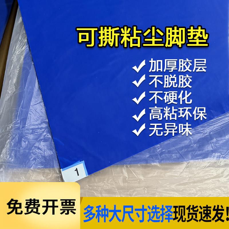 无尘车间粘尘垫大尺寸地面粘灰脚垫蓝色一次性风淋室可撕式除尘纸
