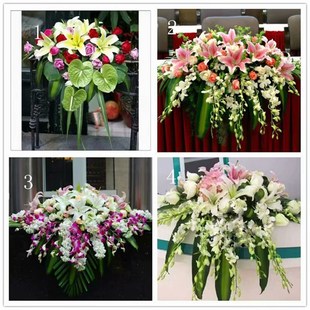 演讲台花主持司仪台花签到花年会桌花粉色系宴会庆典商务会议立式