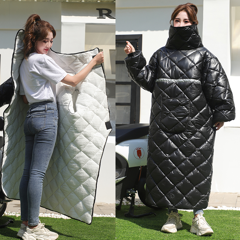 电动车挡风衣冬季骑行护腰机车挡风被防风罩超厚保暖膝盖pu加绒