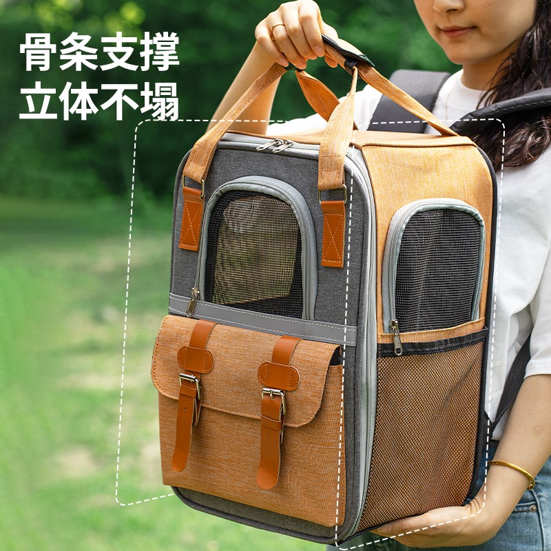狗包外出便携大容量双肩背包小型犬手提猫包防应激透气宠物旅行包