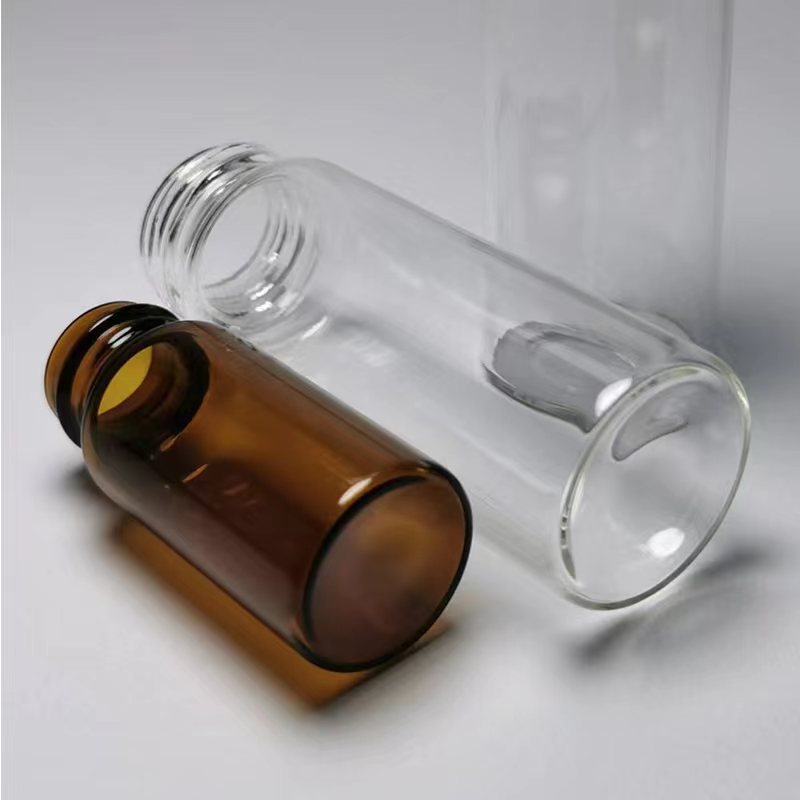 透明玻璃瓶螺口带盖样品瓶展示瓶棕色样品瓶液体带盖密封瓶菌种瓶