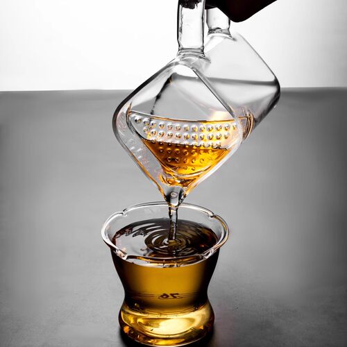 方形月牙玻璃公道杯 茶水分离器