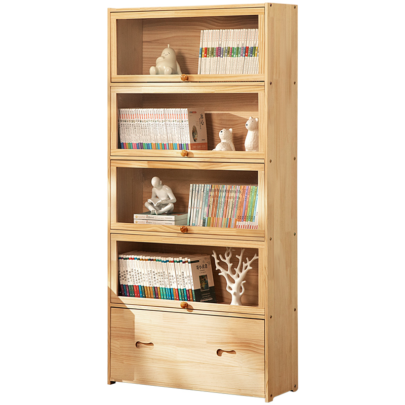 儿童书柜带门家用实木书架落地多层客厅储物收纳柜玩具收纳置物架
