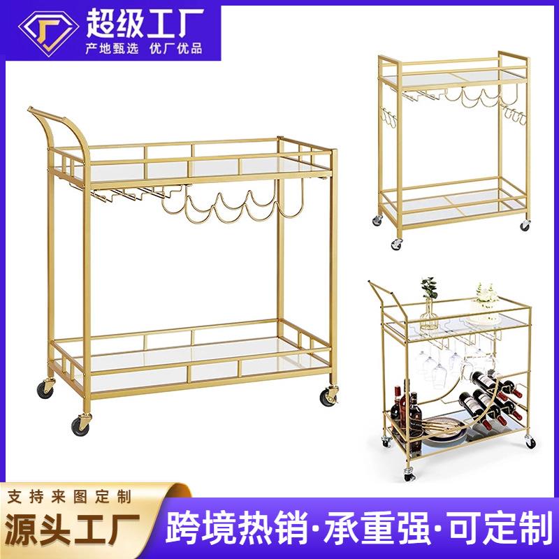 跨境热销手推餐车摆摊车酒店餐厅送餐车茶水车酒架厨房置物架