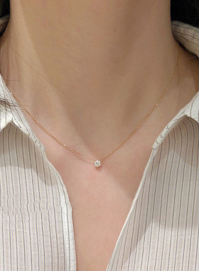 不掉色mini水钻隐形锁骨链女