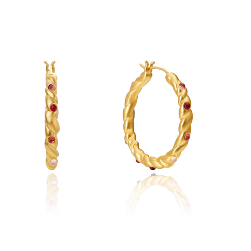 法国【设计师】S925银针纯真年代油画蔷薇耳圈女复古小众耳环新款