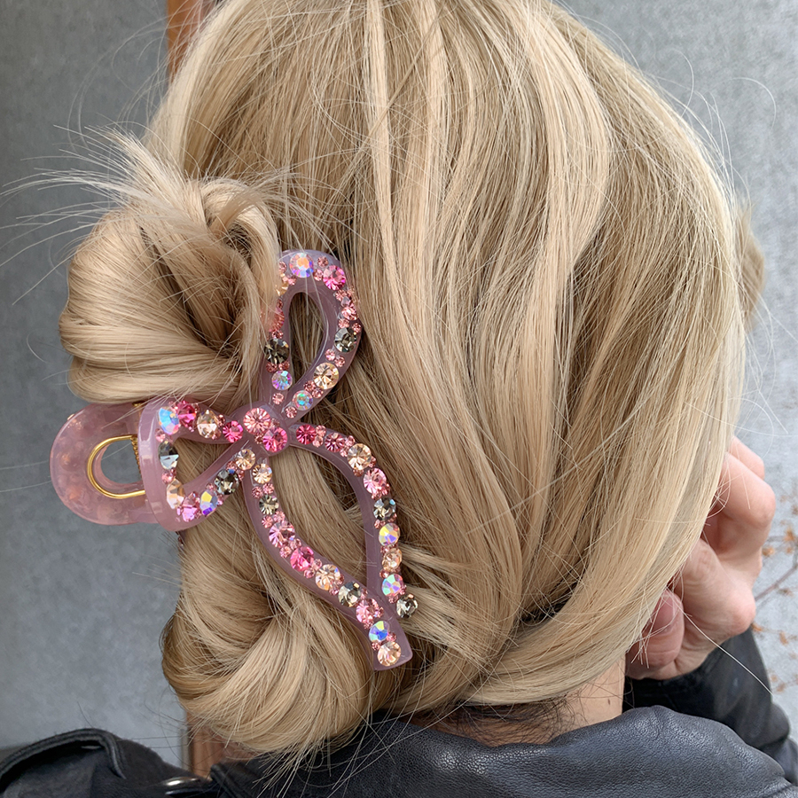 轻奢捷克钻超闪 甜美果冻蝴蝶结抓夹高级感 慵懒小众盘发鲨鱼夹