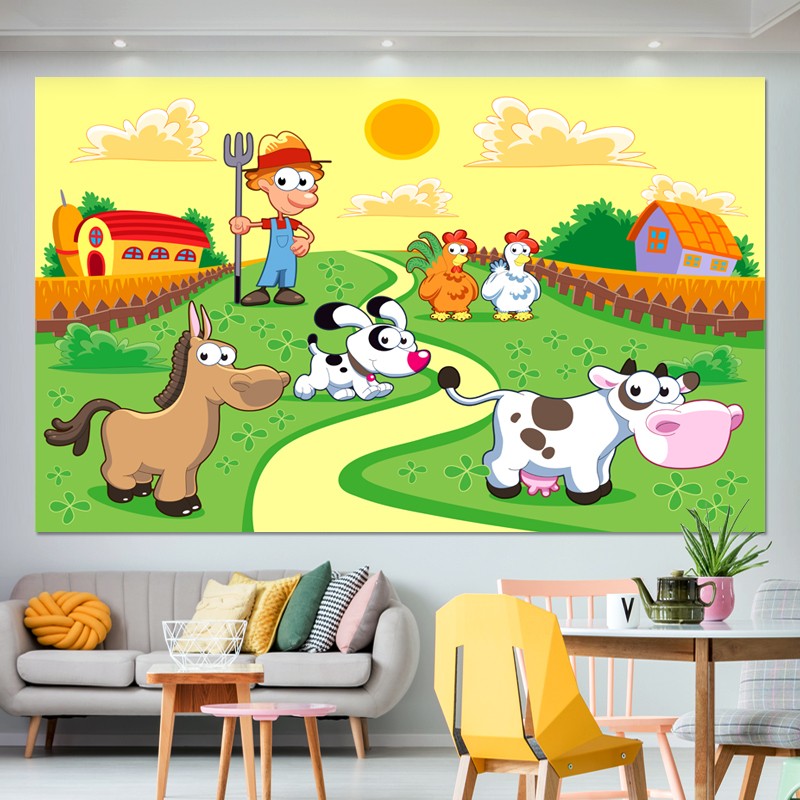 自粘壁画儿童装饰画卡通动漫幼儿园海报小学挂图墙贴客厅玻璃贴画图片