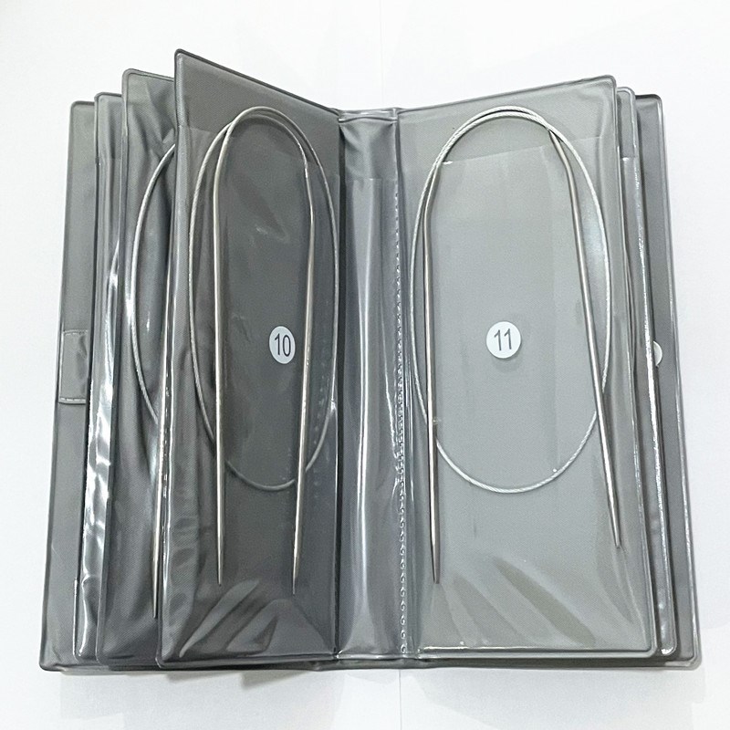 带刻字不锈钢循环形毛衣针织围巾针打毛线针一套编织工具全套装直