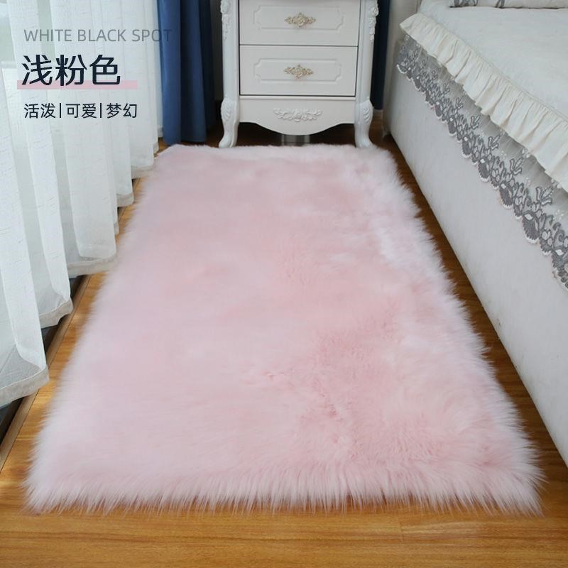 白色长毛绒地毯客厅沙发垫飘窗垫装饰水洗仿羊毛家用卧室地毯地垫