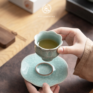 茶盏茶杯主人杯汝窑开片可养个人单杯钧窑品茗杯陶瓷功夫茶具 宋式