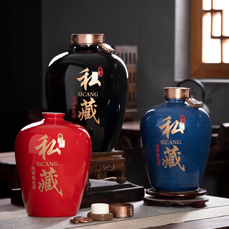 景德镇家用私藏密封陶瓷酒坛子3/5/10/20/30/50斤酒瓶酿酒缸酒罐