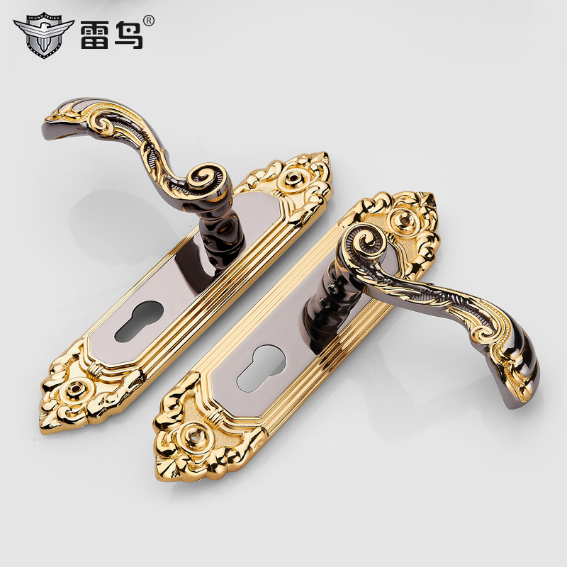 雷鸟复古门锁室内卧室房间拉手简约欧式实木门锁具静音对开门把手