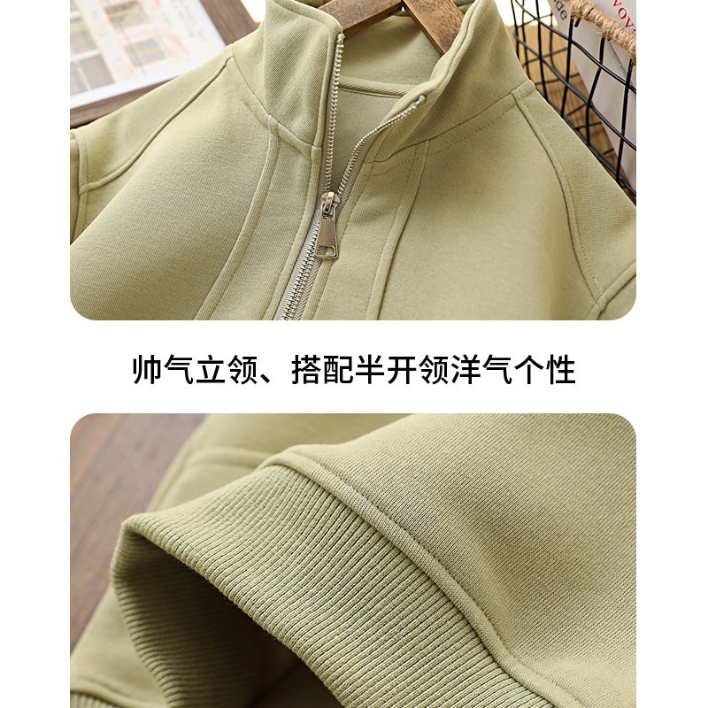 儿童装纯柔软棉卫衣男童半拉链开领立领上衣 春秋季款新品中大童