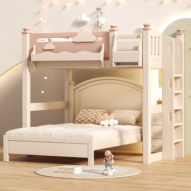 全实木高架床单上层带书桌下空交错式儿童上下铺双层床两层上下床