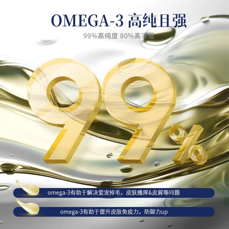 Mecredy超浓缩天然鱼油宠物猫狗专用美毛护肤防掉毛犬猫通用100粒