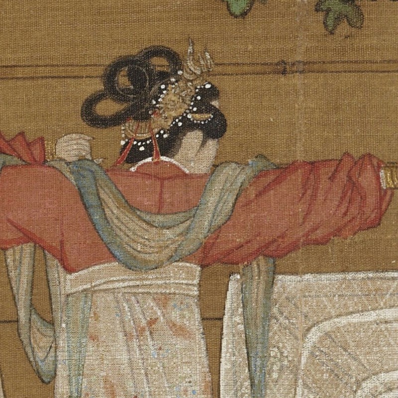 南宋刘松年宫女图工笔画仕女图仿古书画高清复制玄关客厅装饰画框