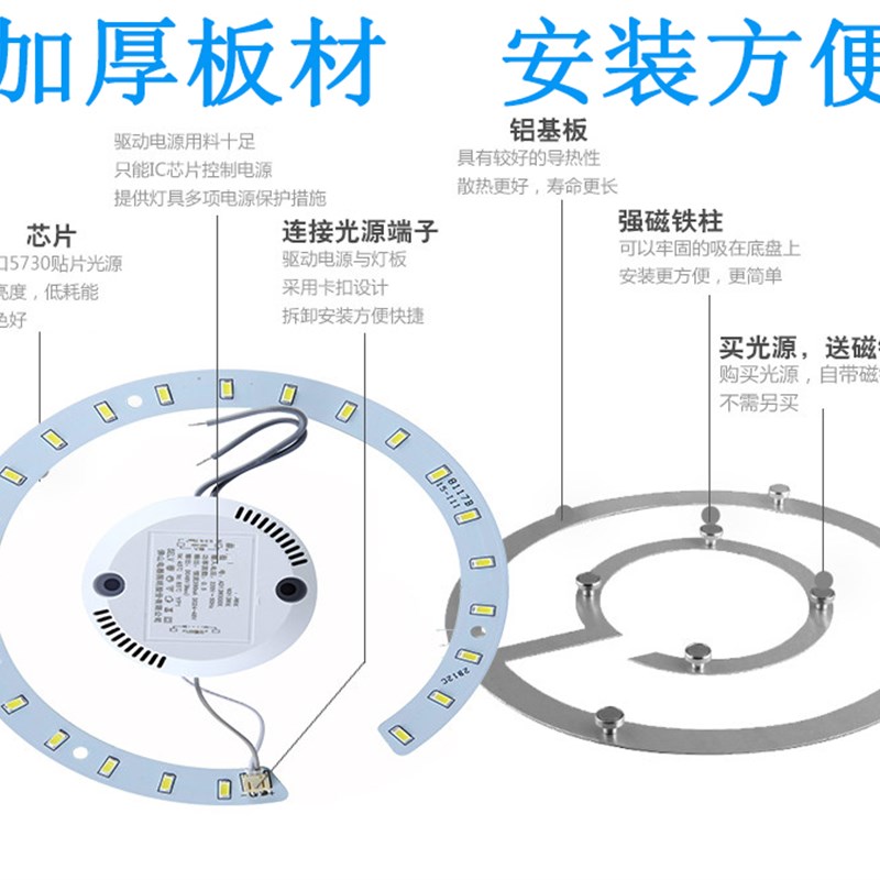 LED吸顶灯圆形改造灯板灯管led灯芯灯条单灯环形5730灯珠高亮贴片