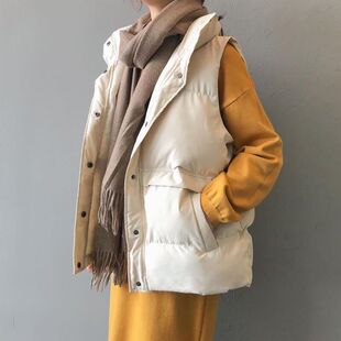 韩版羽绒面包短款马女外套新款百搭秋冬马甲棉夹宽松背心2026服