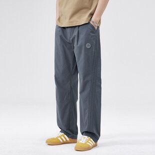 裤子春季美式纯棉新款生长潮牌男裤大码休闲裤潮重磅直筒宽松男男
