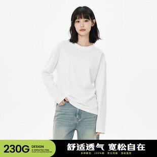 常规纯色通用打底上衣日常春秋季T恤休闲情侣男长袖圆领百搭简约
