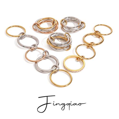 个性钢手戒指圈不锈钢静俏高级感跨境欧美钛指环戴素叠rings饰品