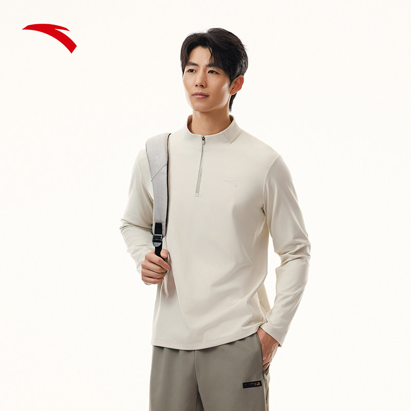 安踏速干长T运动长袖T恤男士修身拇指扣套头衫上衣152617403-ZB