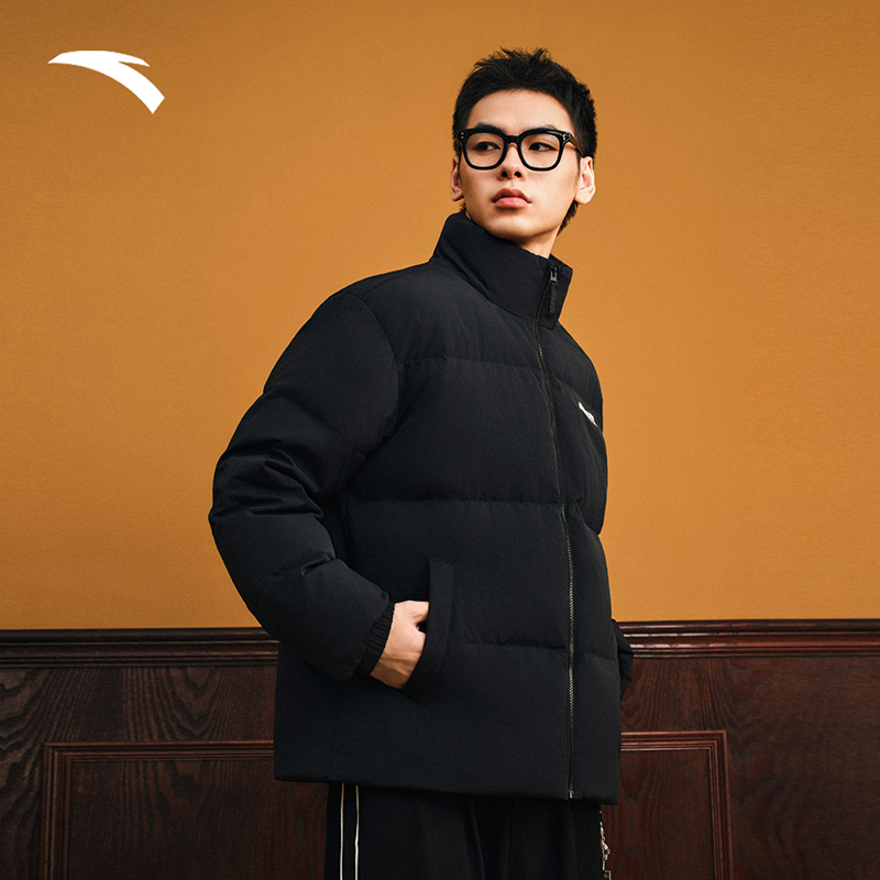 安踏羽绒服男运动复古风短款四防冬季立领防风夹克防泼水外套加厚