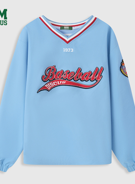 DISCUS 2025冬季男女款球衣卫衣美式V领刺绣字母宽松街头运动上衣